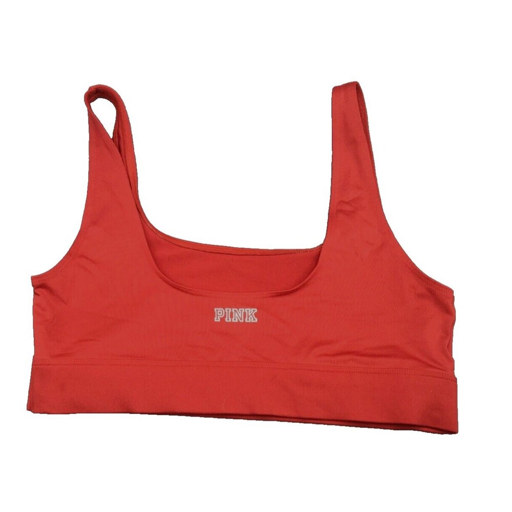 Pink Victoria’s Secret M Ultimate Unlined Lipstick Red Sports Bra Hidden Pocket